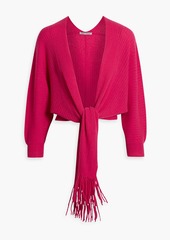Autumn Cashmere - Tie-front ribbed cashmere cardigan - Pink - XL
