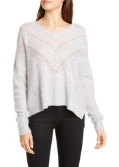 autumn cashmere Pointelle Yoke Cashmere & Silk Sweater in Cloud Cloud at Nordstrom