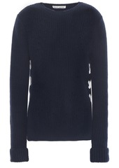 Autumn Cashmere Woman Lace-up Ribbed Cashmere Sweater Navy
