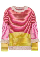 Autumn Cashmere Woman Striped Donegal Cashmere Sweater Baby Pink