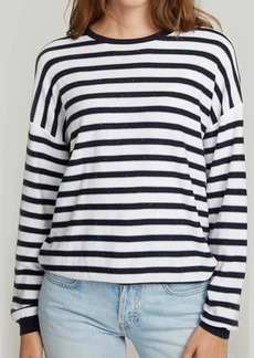 Autumn Cashmere Baby Sequin Striped Crew Tee In Midnight/confetti