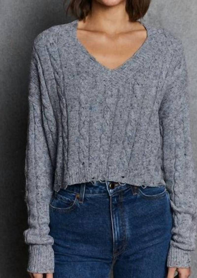 Autumn Cashmere Distressed Cropped Cable Top In Static