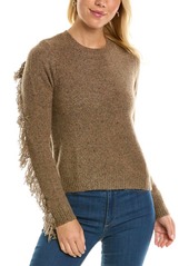 Autumn Cashmere Fringed Crew Sweater In Brownie