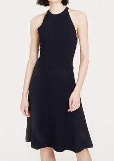 Autumn Cashmere Racerback Halter Dress With Scallop Edge In Navy