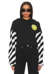 Aviator Nation Caution Stripe Sleeve Smiley Relaxed Hoodie