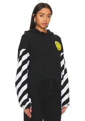 Aviator Nation Caution Stripe Sleeve Smiley Relaxed Hoodie