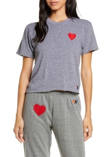 Aviator Nation Heart Embroidered T-Shirt in Heather Grey at Nordstrom