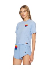 Aviator Nation Rainbow Heart Stitch Boyfriend T-shirt