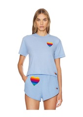 Aviator Nation Rainbow Heart Stitch Boyfriend T-shirt