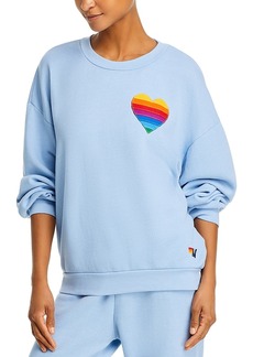 Aviator Nation Rainbow Heart Stitch Crewneck Sweatshirt