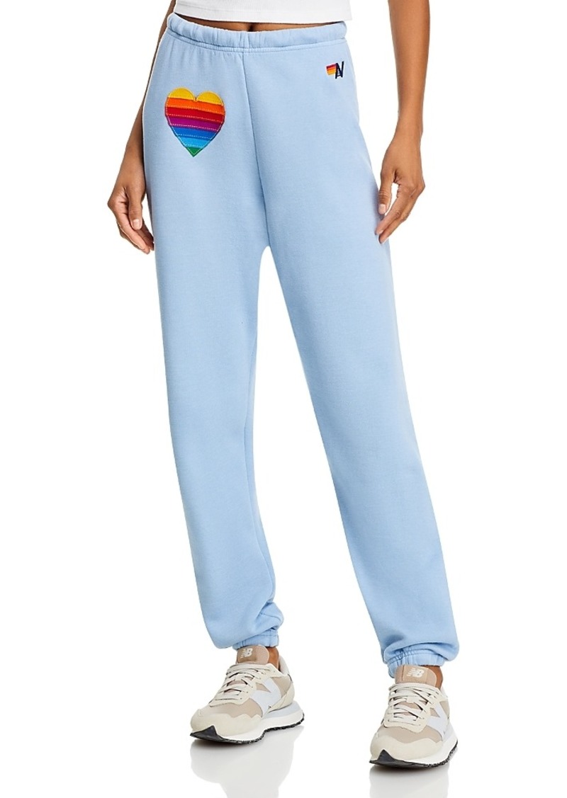 Aviator Nation Rainbow Heart Stitch Sweatpants