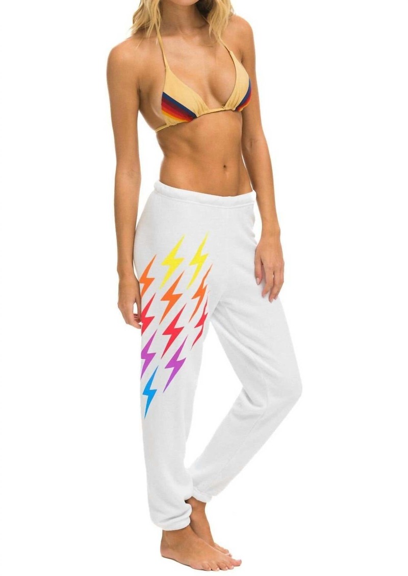 Aviator Nation Bolt Gradient Sweatpant In White/rainbow