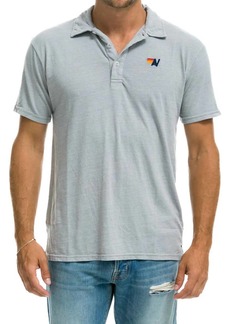 Aviator Nation Logo Polo Shirt In Light Grey