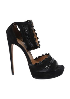 Azzedine Alaia Alaia 140mm Ankle Strap Pumps in Black Suede