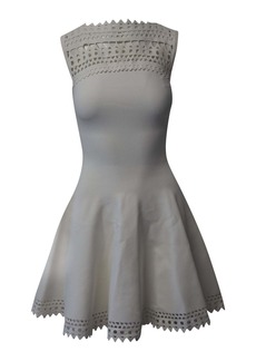 Azzedine Alaia Alaia Open Work Knitted Flared Dress in White Viscose