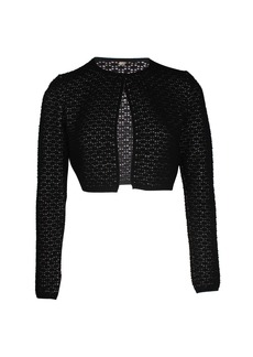 Azzedine Alaia Alaia Perforated Cropped Cardigan in Black Wool