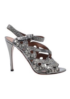 Azzedine Alaia Alaia Studded Strappy High Heels in Silver Leather