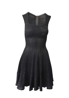 Azzedine Alaia Alaia Textured Fit and Flare Dress in Black Viscose