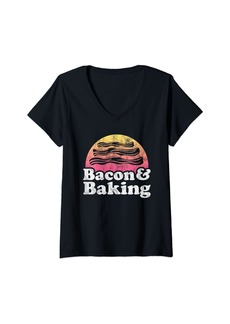 Womens Bacon and Baking or Baking V-Neck T-Shirt