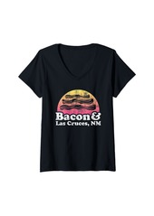 Womens Bacon and Las Cruces NM or New Mexico V-Neck T-Shirt