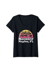 Womens Bacon and Naples FL or Florida V-Neck T-Shirt