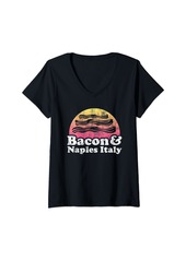 Womens Bacon and Naples Italy V-Neck T-Shirt
