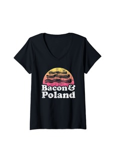 Womens Bacon and Poland V-Neck T-Shirt