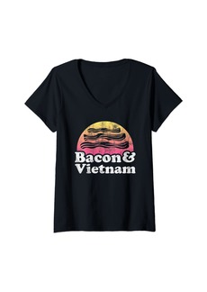 Womens Bacon and Vietnam V-Neck T-Shirt