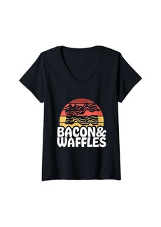 Womens Bacon And Waffles V-Neck T-Shirt