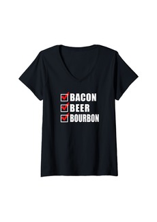Womens Bacon Beer Bourbon Vote V-Neck T-Shirt