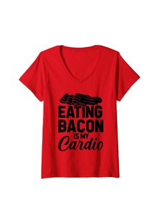 Womens Bacon Breakfast Bbq - Meat Barbeque Pork Funny Cardio Quote V-Neck T-Shirt
