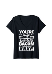 Womens Bacon Lover Food Funny V-Neck T-Shirt