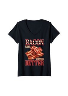 Womens Bacon Makes Everything Better ||- V-Neck T-Shirt