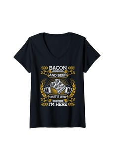 Womens Bacon Meat Pork - BBQ Barbecue Breakfast Beer And Bacon V-Neck T-Shirt