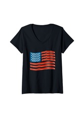 Womens Bacon USA Flag Patriotic Bacon V-Neck T-Shirt