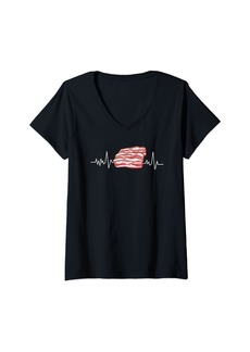 Womens Cute Bacon Design For Men Women Kids Bacon Lovers V-Neck T-Shirt