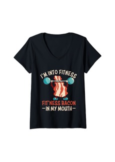 Womens Fitness Bacon In My Mouth V-Neck T-Shirt