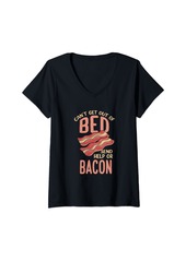 Womens Funny Bacon Lover Breakfest Meat Saying V-Neck T-Shirt