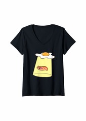 Womens Funny Egg And Bacon Breakfast UFO Alien Bacon And Eggs V-Neck T-Shirt
