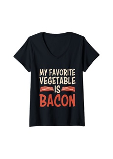 Womens Funny Favorite Vegetable Is Bacon V-Neck T-Shirt