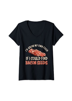 Womens Funny If I Could Find Bacon Seeds V-Neck T-Shirt