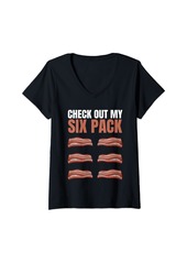 Womens Funny Pack Abs Bacon V-Neck T-Shirt