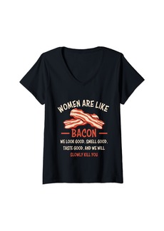 Womens Funny Women Are Like Bacon V-Neck T-Shirt