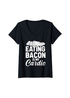 Womens Pork Bacon Bbq Breakfast - Meat Barbeque Funny Cardio Quote V-Neck T-Shirt