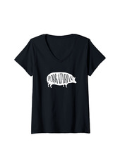 Bacon Womens Porkatarian Funny Vintage Pig V-Neck T-Shirt