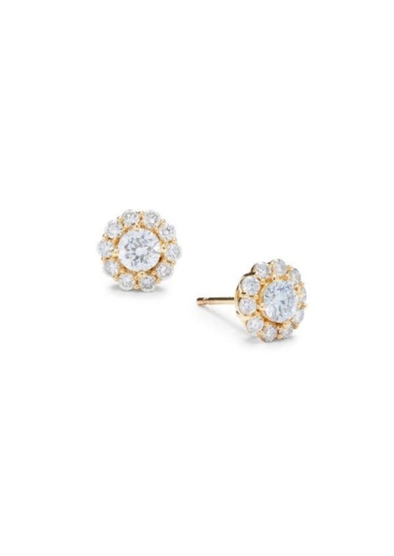 Badgley Mischka 14K Yellow Gold & 1.00 TCW Lab-Grown Diamond Cluster Stud Earrings