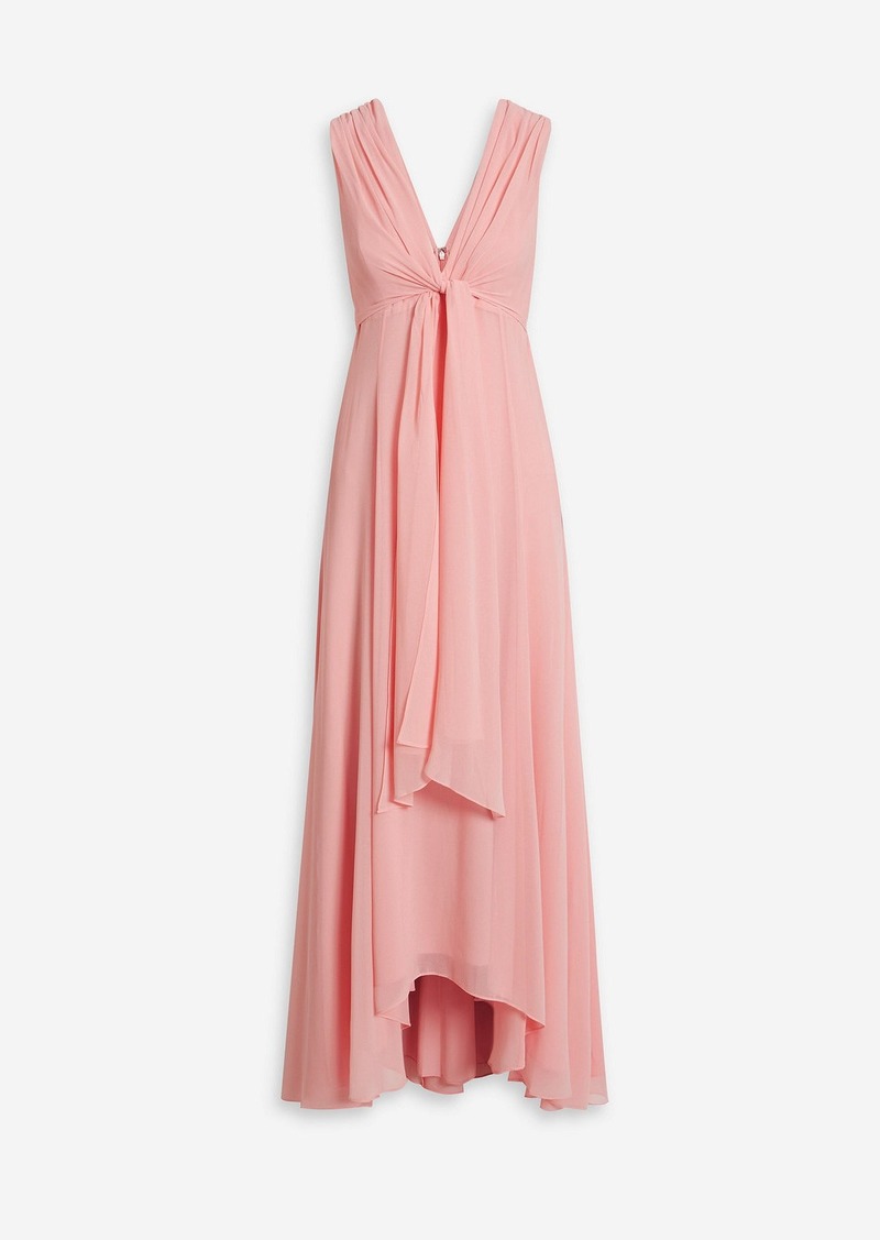 Badgley Mischka - Asymmetric draped chiffon gown - Pink - US 0