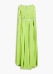 Badgley Mischka - Belted draped georgette gown - Blue - US 4