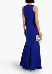 Badgley Mischka - Bow-embellished ruffled crepe gown - Blue - US 4