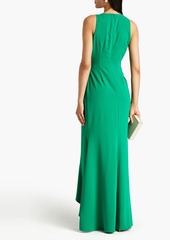 Badgley Mischka - Bow-embellished ruffled crepe gown - Green - US 10